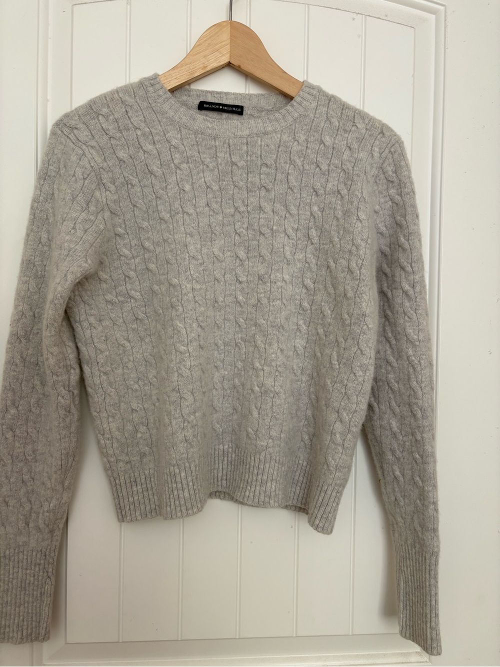 Brandy Melville Cable Knit Crewneck Sweater - Light Gray